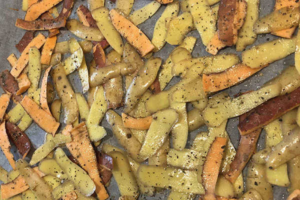 epluchures de legumes assaisonnées pour chips